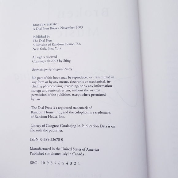 ~ Signed by Sting "Broken Music" 1st Edition! ~ - Picture 5 of 8